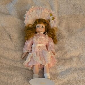 Pink Porcelain Doll with Lace Dress BRADLEY